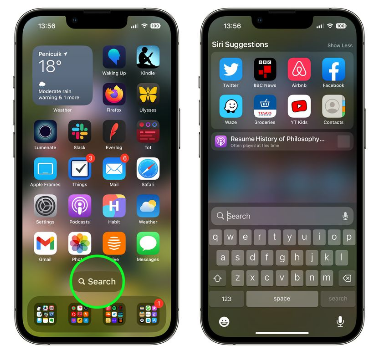 邯山苹果手机维修分享升级到 iOS 16 后，如何删除主屏幕上的搜索按钮 