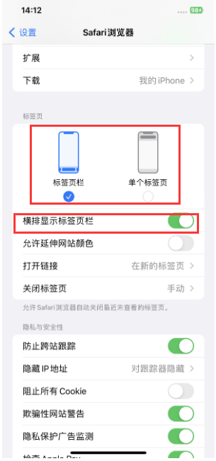 邯山苹果手机维修分享Safari浏览器如何切换标签栏位置 